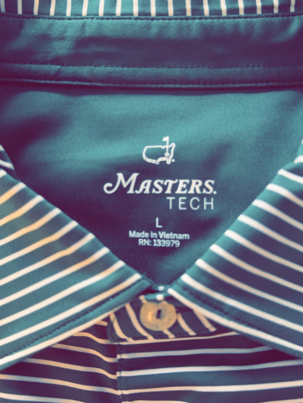 Masters tech Striped Polo in Green and White. Size L - Picture 3 of 3